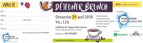 Billet adulte - 13 ans et plus -  Déjeuner brunch 2018
