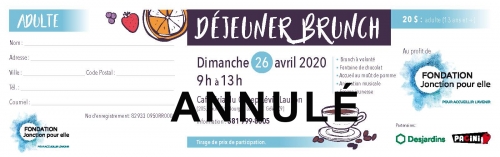 Billet adulte 13 ans et plus - Déjeuner brunch 26 avril 2020